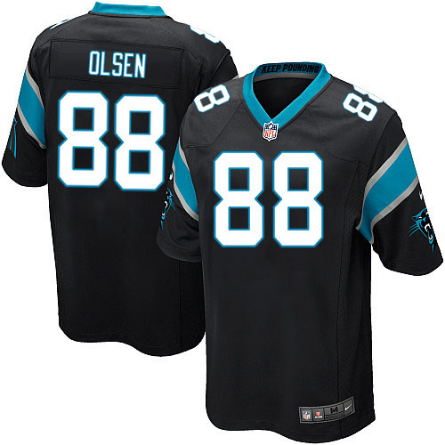 Men's Game Greg Olsen Nike Jersey Black Home - #88 NFL Carolina Panthers